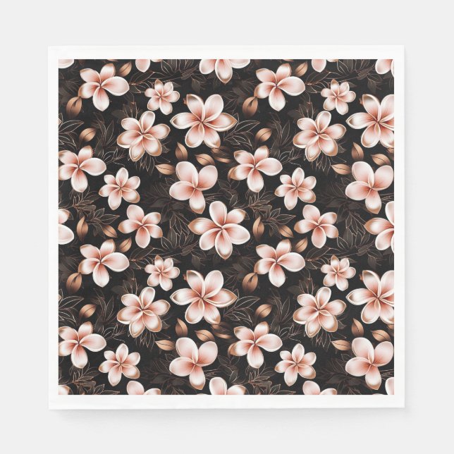 Serviette En Papier Rose rose noire noire noire Floral or (Devant)