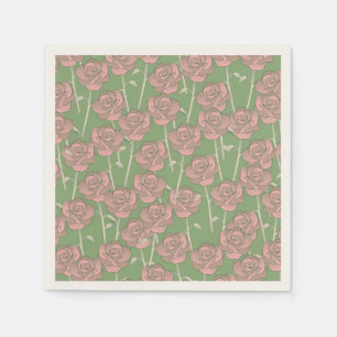 Serviette En Papier Rose rose verte Retro Y2K les années 70 Motif de f