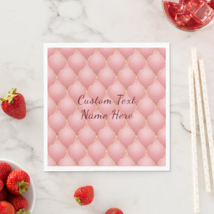 Serviette En Papier Rose rose vierge Or Diamant Texte personnalisé ser