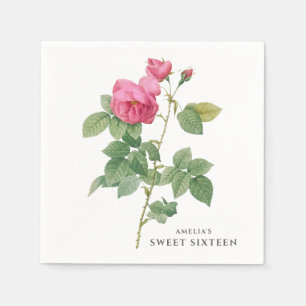Serviette En Papier Rose rose Vintage Botanique