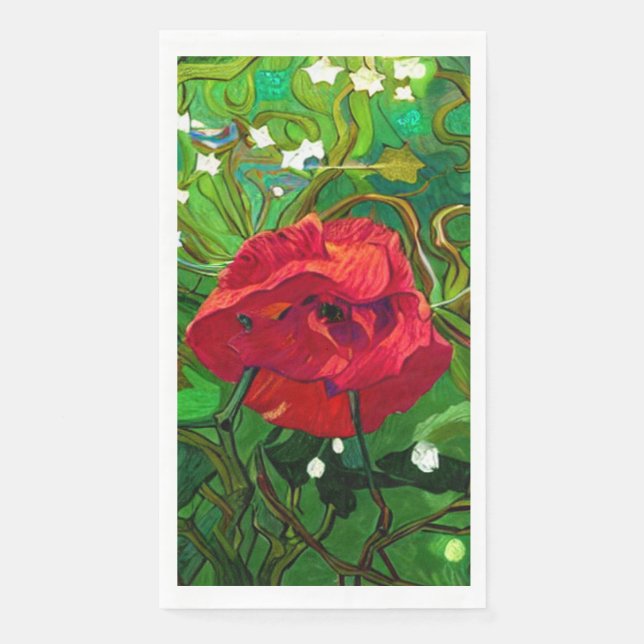 SERVIETTE EN PAPIER ROSE ROUGE  (Devant)