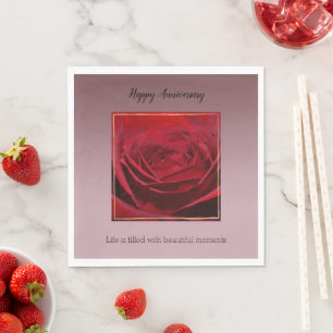 Serviette En Papier Rose rouge beaux moments