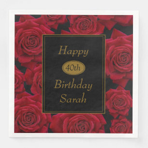 Serviette En Papier Rose rouge élégant toute fête d'anniversaire d'