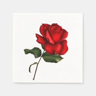 Serviette En Papier Rose rouge élégante Fête de mariage floral glamour