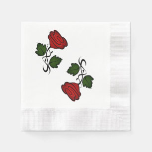 Serviette En Papier Rose rouge Kiss002