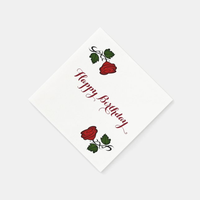 Serviette En Papier Rose rouge Kiss kash002 Joyeux anniversaire (Coin)