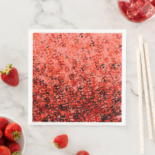 Serviette En Papier Rose Rouge Mélangé Avec Design Motif Abstrait Noir