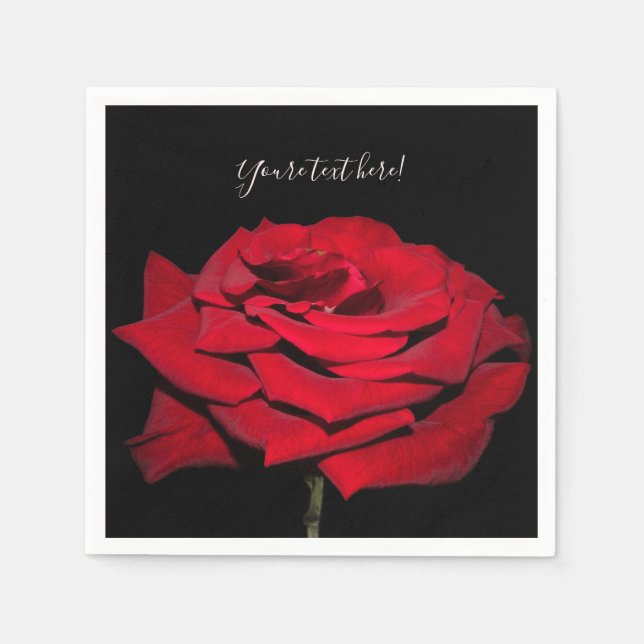 Serviette En Papier Rose rouge - Noir (Devant)