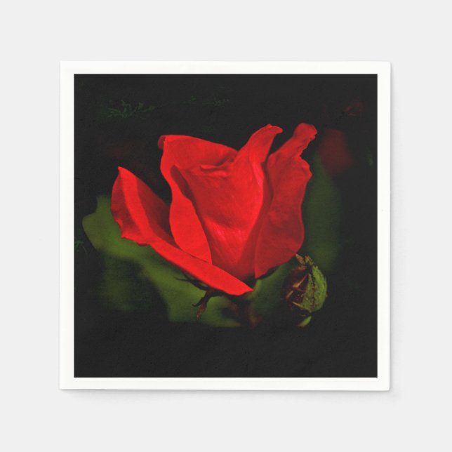 Serviette En Papier Rose rouge - Passion noire (Devant)