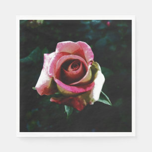 Serviette En Papier Rose rouge peinte à l'huile