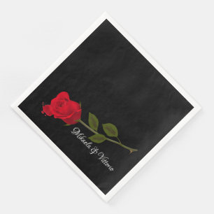 Serviette En Papier Rose sanglant Élégant Mariage gothique noir