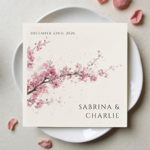 Serviette En Papier Rose saumon Fleur de cerisier Élégant Mariage flor
