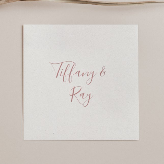 Serviette En Papier Rose simple élégant Mariage or Napkins (Créateur téléchargé)