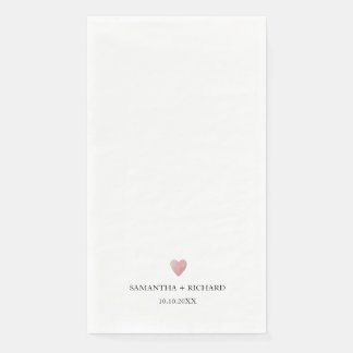 Serviette En Papier Rose simple et élégant Mariage Gold Heart