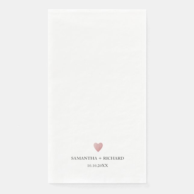 Serviette En Papier Rose simple et élégant Mariage Gold Heart (Devant)