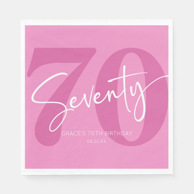 Serviette En Papier Rose Soixante-dix-soixante-dixième fête d'annivers (Devant)