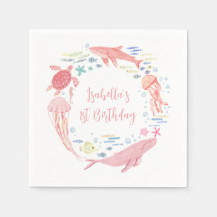 Serviette En Papier Rose Sous La Mer Anniversaire