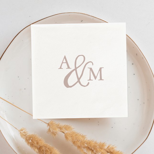 Serviette En Papier Rose Taupe Ampersand Monogram Mariage (Créateur téléchargé)