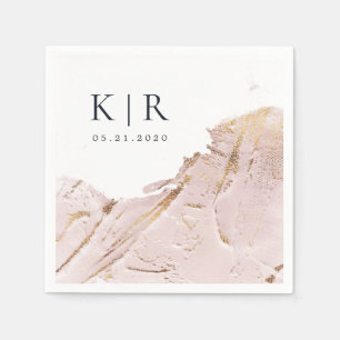 Serviette En Papier rose texturé or moderne mariage papier serviettes