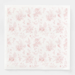 Serviette En Papier Rose Toile De Jouy Vintage Floral Chinoiserie