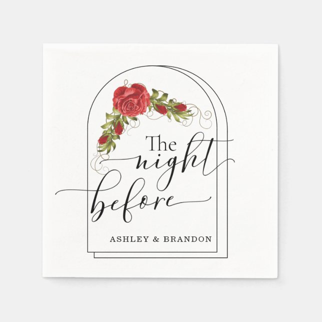 Serviette En Papier Rose Turque Script Minimal La Nuit Avant (Devant)