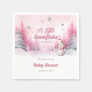 Serviette En Papier Rose Un Petit Feu De Neige   Baby shower Fille de