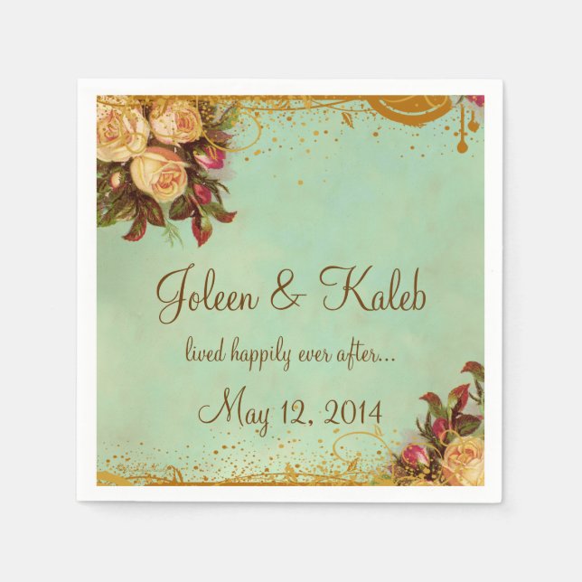 Serviette En Papier Rose victorien élégante serviettes personnalisées (Devant)