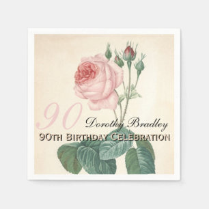 Serviette En Papier Rose vintage 90e anniversaire Papier de fête serv