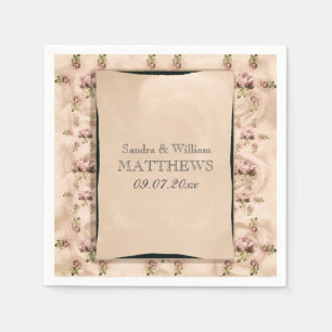 Serviette En Papier Rose vintage Enregistrer La Date Mariage Napkins