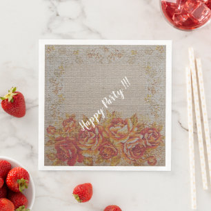 Serviette En Papier Rose Vintage Floral de luxe