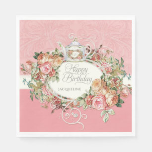 Serviette En Papier Rose vintage Floral Elegant Tea Party Anniversaire