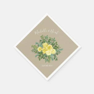 Serviette En Papier Rose Vintage Jaune Mariage élégant