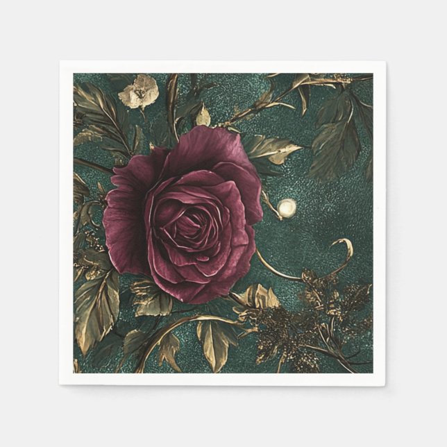 Serviette En Papier Rose vintage Romance. (Devant)