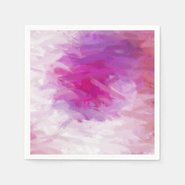 Serviette En Papier Rose violet blanc Art Abstrait (Devant)