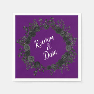 Serviette En Papier Rose violet et noir Mariage gothique serviettes