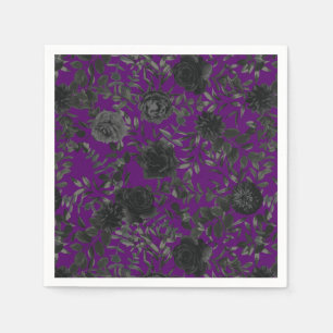 Serviette En Papier Rose violet et noir Mariage gothique serviettes