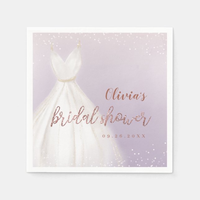 Serviette En Papier Rose violet or élégante Fête des mariées robe (Devant)