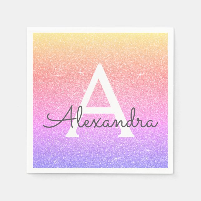 Serviette En Papier Rose - Violet Parties scintillant & Étincelle Mono (Devant)