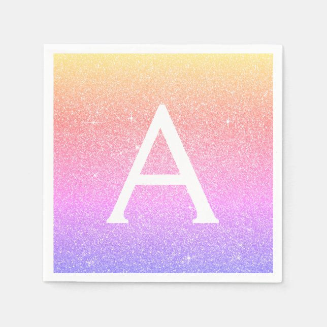 Serviette En Papier Rose - Violet Parties scintillant & Étincelle Mono (Devant)