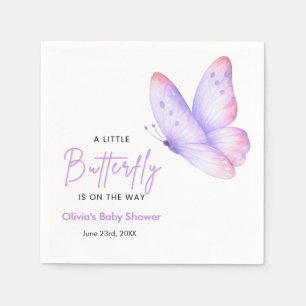 Serviette En Papier Rose Violet Un Petit Bébé Papillon Shower Bébé