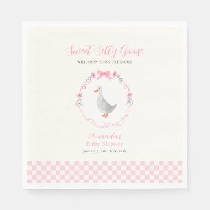 Serviette En Papier Roseaux à carreaux roses Fête bébé Silly Goose Gir