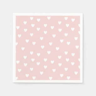 Serviette En Papier Rosée avec Coeurs Blancs