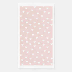 Serviette En Papier Rosée avec Coeurs Blancs
