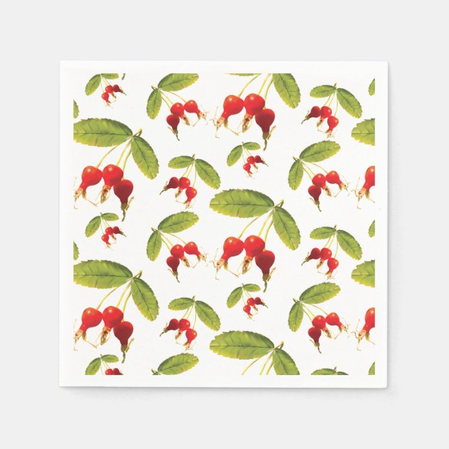 Serviette En Papier Rosehips Motif 4 Angles (Devant)