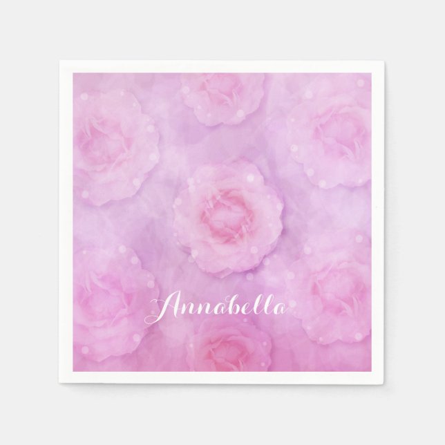 Serviette En Papier Roses aquarelle (Devant)