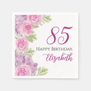 Serviette En Papier Roses Aquarelles Roses 85e Anniversaire Papier
