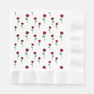 Serviette En Papier Roses avec tige romantique design Saint Valentin