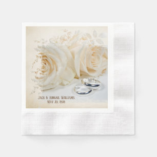 Serviette En Papier roses blanches d'anniversaire et groupes mariages