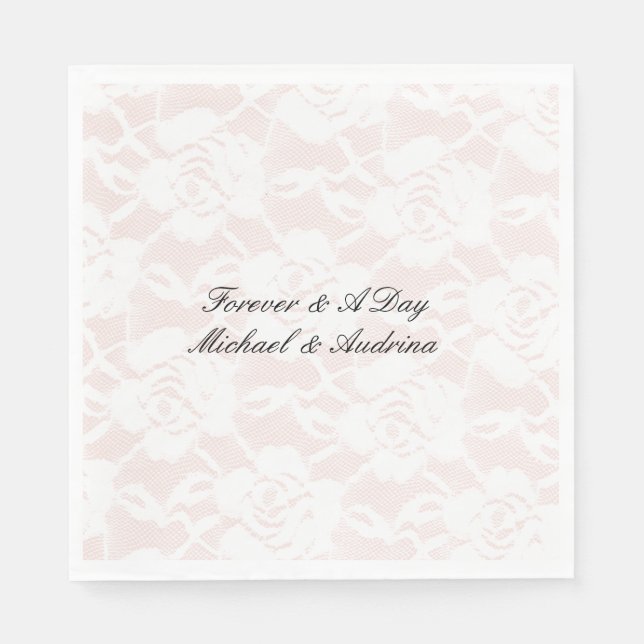 Serviette En Papier Roses blanches romantiques Mariage rose pâle (Devant)