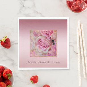 Serviette En Papier Roses blanches roses Belles moments
